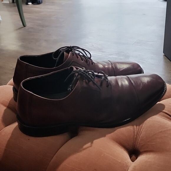 JOHNSTON & MURPHY MENS LEATHER BURGUNDY OXFORDS SIZE 11 MADE IN INDIA - Picture 6 of 15